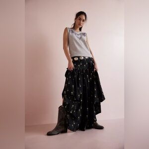 NWOT FREE PEOPLE Rowena Covertible Maxi Skirt | Black Combo MSRP $248 Size M